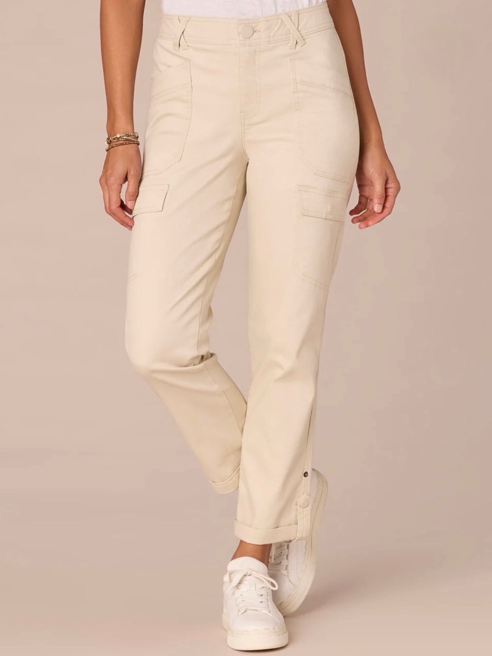 Democracy Cream Cropped Utility Cargo Pants NWOT